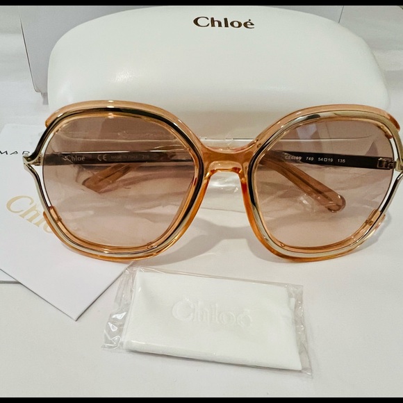 **SOLD**** CHLOE CE689S light burnt/peach shaded LENSES SUNGLASSES 54-19-135 - Picture 5 of 8